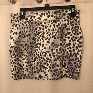 Black and white leopard mini skirt